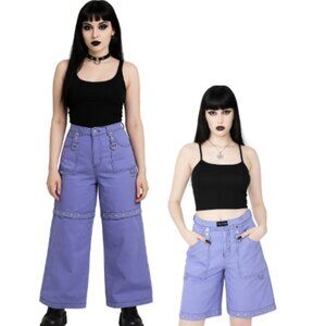 Widow Dollskill Power Of Evil Convertible Wide Leg Pants To‎ Shorts Goth Y2K